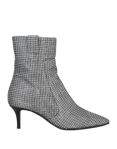 Shop Emporio Armani Woman Ankle Boots Silver Size 7.5 Polyester, Ptt - Polytrimethylene Terephthalate, Co