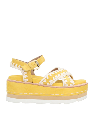 Shop Mou Woman Sandals Yellow Size 9 Soft Leather