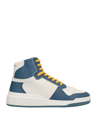 Shop Saint Laurent Man Sneakers Blue Size 9 Soft Leather