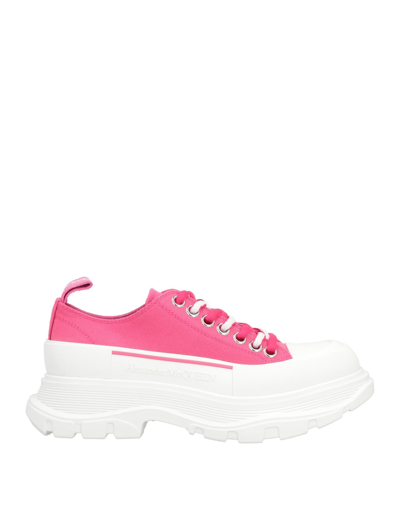 Shop Alexander Mcqueen Woman Sneakers Fuchsia Size 8.5 Textile Fibers In Pink