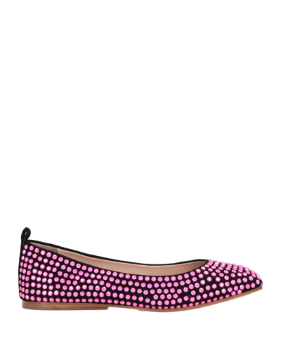 Shop Eddy Daniele Woman Ballet Flats Fuchsia Size 9 Soft Leather, Swarovski Crystal In Pink
