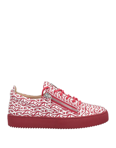 Shop Giuseppe Zanotti Man Sneakers Red Size 9 Calfskin