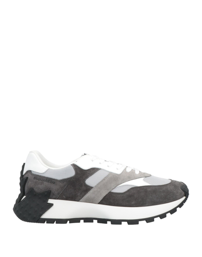 Shop Dsquared2 Man Sneakers Steel Grey Size 10 Calfskin, Nylon, Textile Fibers