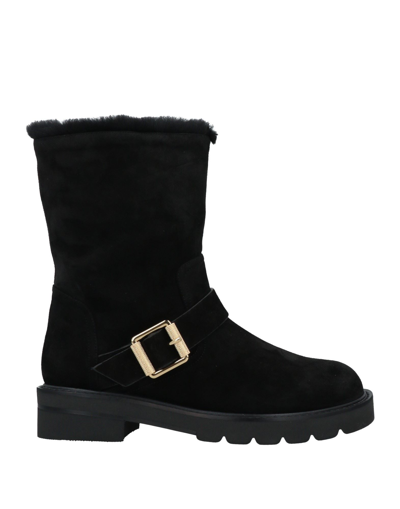 Shop Stuart Weitzman Woman Ankle Boots Black Size 6.5 Soft Leather, Shearling