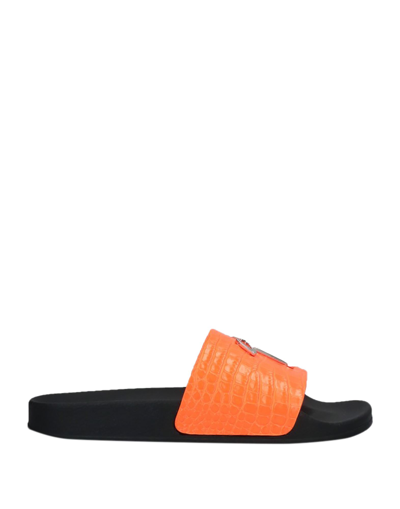Shop Giuseppe Zanotti Man Sandals Orange Size 8 Soft Leather