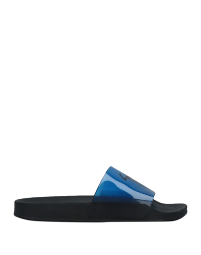 Shop Giuseppe Zanotti Man Sandals Blue Size 8 Textile Fibers