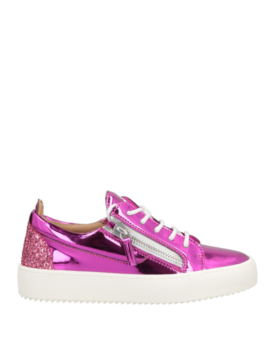 Shop Giuseppe Zanotti Woman Sneakers Fuchsia Size 9.5 Textile Fibers In Pink