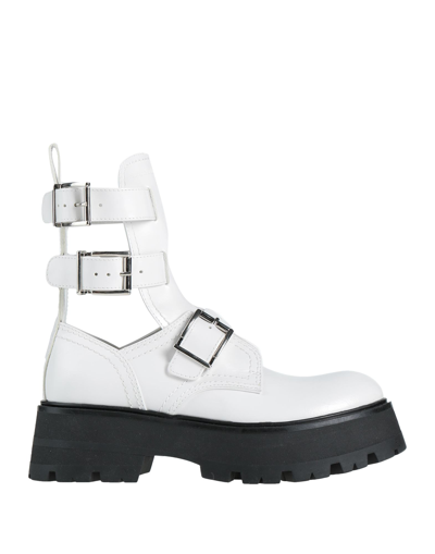 Shop Alexander Mcqueen Woman Ankle Boots White Size 7 Soft Leather