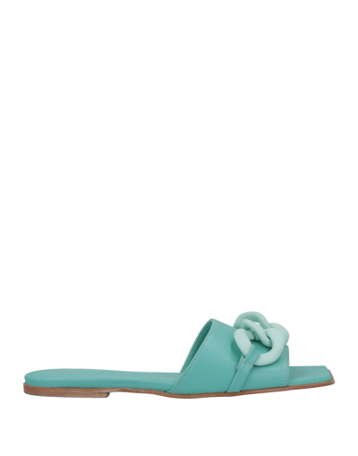 Shop Nila & Nila Woman Sandals Turquoise Size 7 Soft Leather, Plastic In Blue