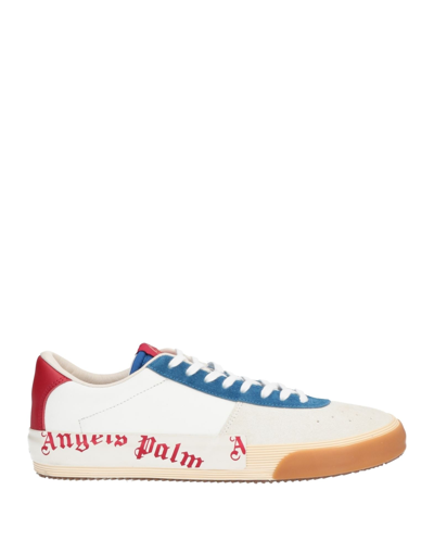 Shop Palm Angels Man Sneakers Ivory Size 8 Soft Leather