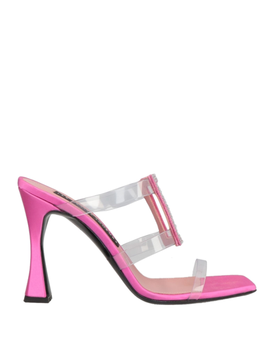 Shop Les Petits Joueurs Woman Sandals Fuchsia Size 5.5 Textile Fibers In Pink