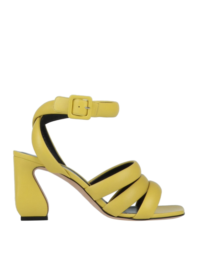 Shop Si Rossi By Sergio Rossi Woman Sandals Yellow Size 8 Soft Leather
