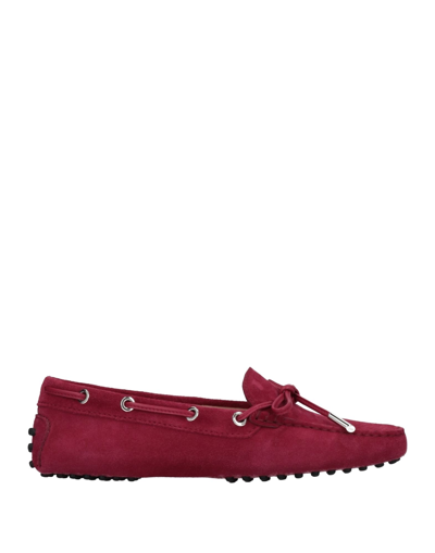 Tod's Woman Loafers Garnet Size 7.5 Leather In Red