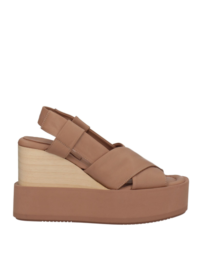 Shop Paloma Barceló Woman Sandals Camel Size 8 Soft Leather In Beige