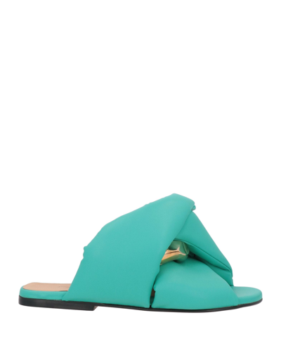 Shop Jw Anderson Woman Sandals Turquoise Size 7 Soft Leather In Blue