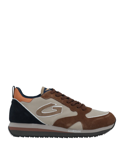 Shop Alberto Guardiani Man Sneakers Brown Size 12 Soft Leather, Textile Fibers