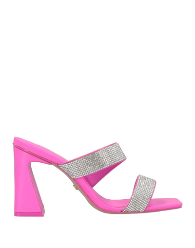 Shop Arezzo Woman Sandals Fuchsia Size 7 Textile Fibers In Pink