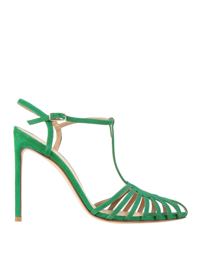 Shop Francesco Russo Woman Sandals Emerald Green Size 8.5 Soft Leather