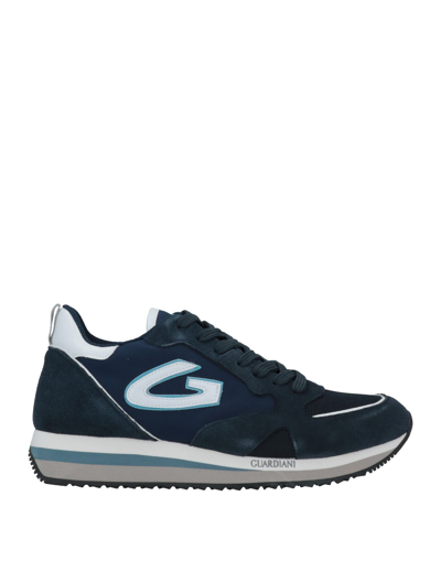 Shop Alberto Guardiani Man Sneakers Midnight Blue Size 12 Soft Leather, Textile Fibers