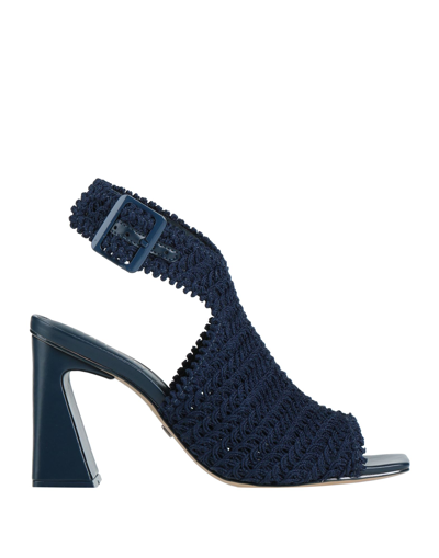 Shop Arezzo Woman Sandals Blue Size 11 Textile Fibers