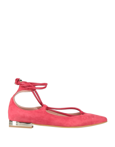 Shop Pollini Woman Ballet Flats Coral Size 7 Soft Leather In Red