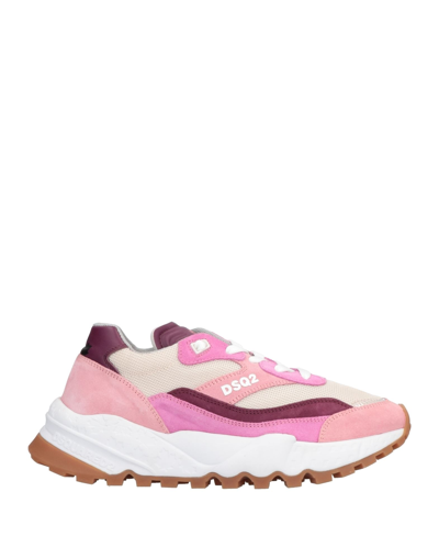 Shop Dsquared2 Woman Sneakers Pink Size 10 Calfskin, Textile Fibers