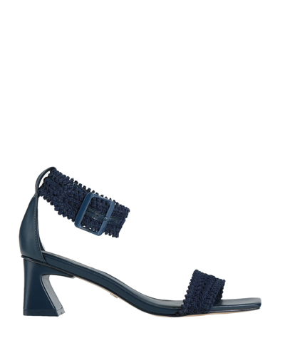 Shop Arezzo Woman Sandals Midnight Blue Size 10 Textile Fibers