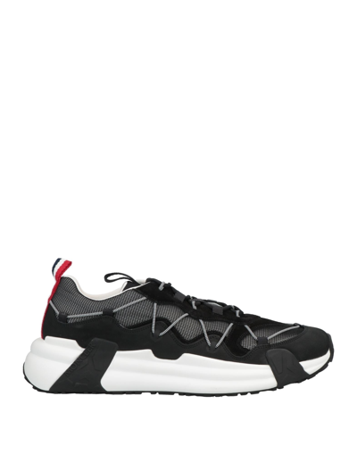 Shop Moncler Man Sneakers Black Size 8 Soft Leather, Textile Fibers