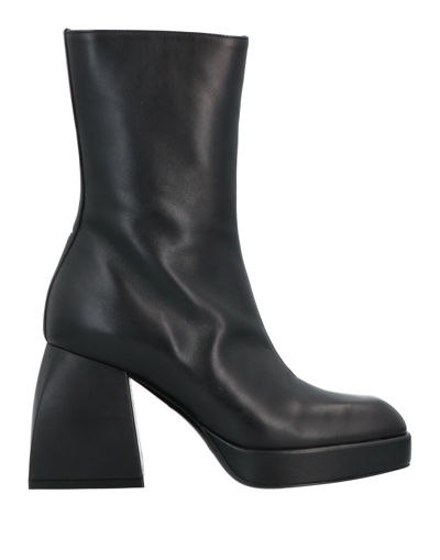 Nodaleto Womens Black Bulla Corta Leather Ankle Boots 7 In Black