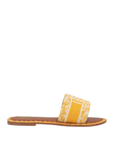 Shop De Siena Woman Sandals Yellow Size 6 Textile Fibers