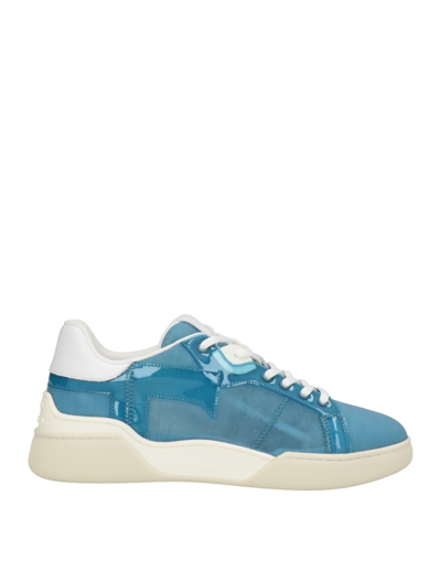 Shop Tod's Woman Sneakers Pastel Blue Size 8 Textile Fibers, Soft Leather