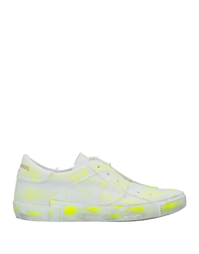 Shop Philippe Model Woman Sneakers Yellow Size 8 Soft Leather, Textile Fibers