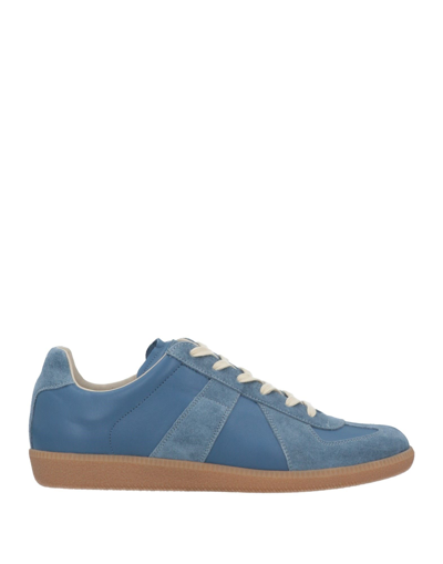 Shop Maison Margiela Man Sneakers Slate Blue Size 7 Soft Leather