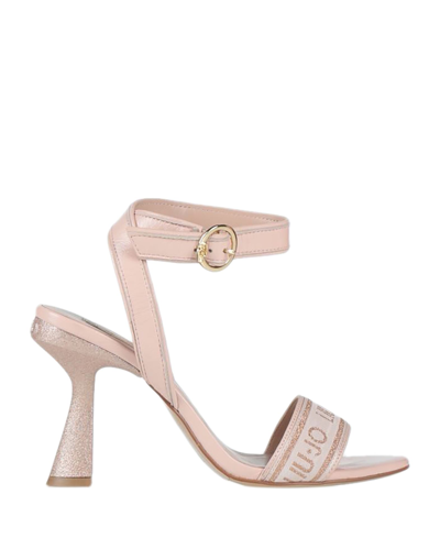 Shop Liu •jo Woman Sandals Blush Size 7 Soft Leather, Textile Fibers In Pink