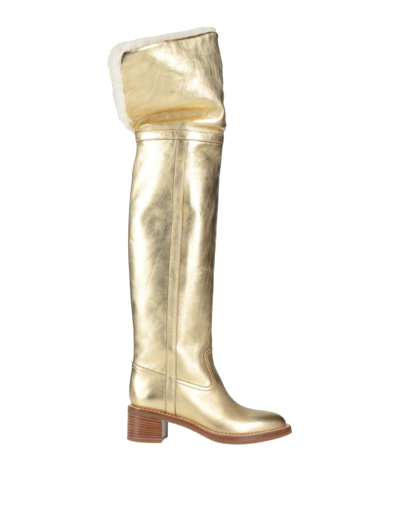 Shop Celine Knee Boots In Gold