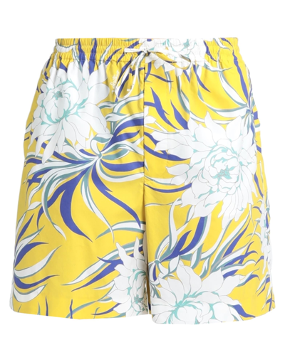 Valentino Peony Print Bermuda Short In Yellow