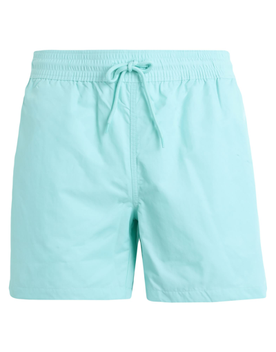 Shop Colorful Standard Classic Swim Shorts Man Swim Trunks Turquoise Size S Recycled Polyamide, Polyamide In Blue