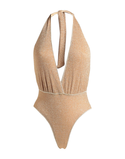 Shop Soallure Woman One-piece Swimsuit Gold Size L Polyamide, Metallic Fiber