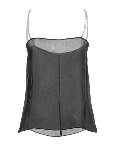 Shop Alexandre Vauthier Woman Top Black Size 4 Silk, Brass, Glass