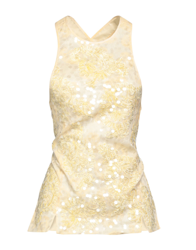 Shop Jil Sander Woman Top Light Yellow Size 12 Cotton, Polyester, Viscose