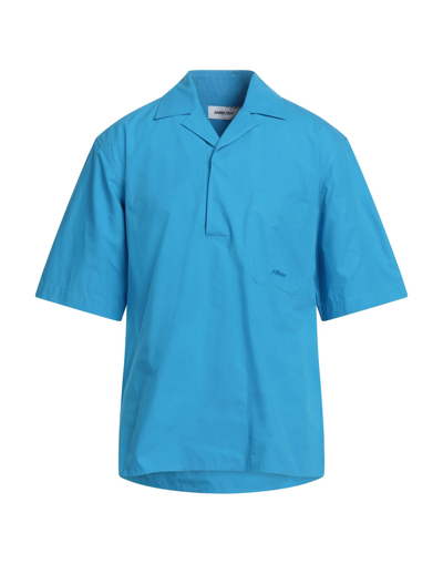 Shop Ambush Man Shirt Azure Size 38 Cotton, Soft Leather In Blue