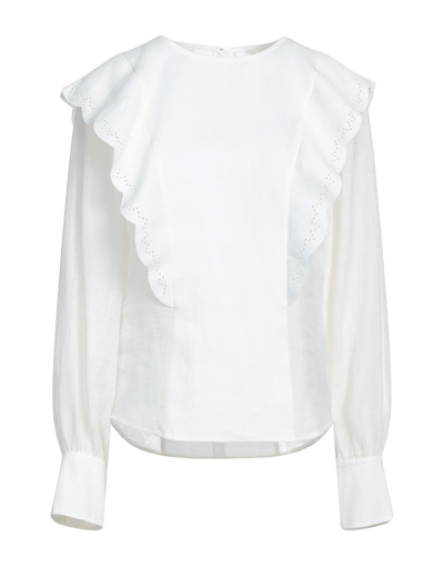 Shop Chloé Woman Top Ivory Size 8 Linen, Soy Fiber In White