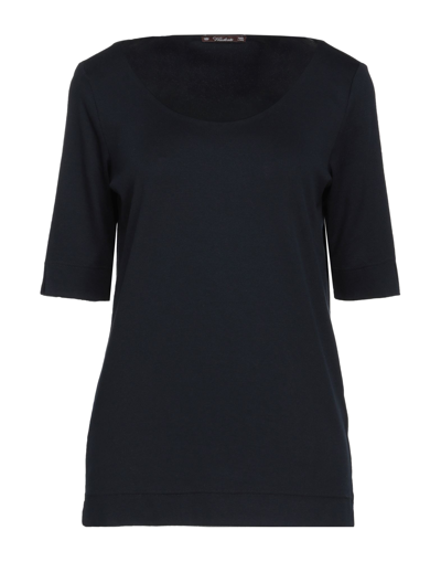 Shop Viadeste Woman T-shirt Midnight Blue Size 6 Cotton, Silk