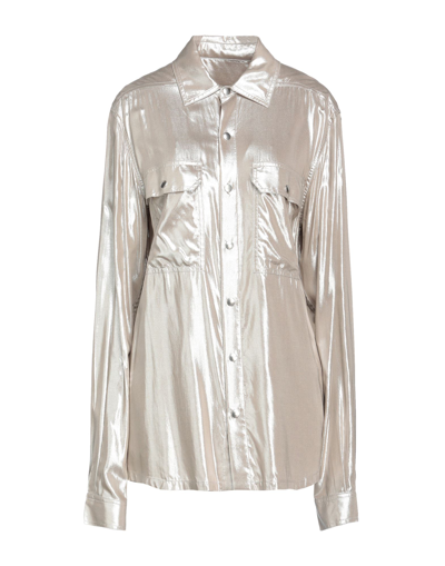 Shop Rick Owens Woman Shirt Platinum Size 8 Viscose In Grey
