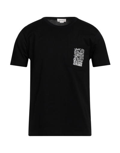 Shop Alexander Mcqueen Man T-shirt Black Size S Cotton, Viscose, Polyester
