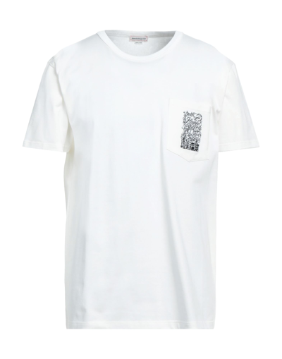 Shop Alexander Mcqueen Man T-shirt White Size L Cotton, Viscose, Polyester