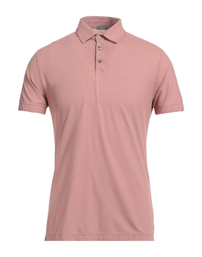 Shop Zanone Man Polo Shirt Pastel Pink Size 46 Cotton