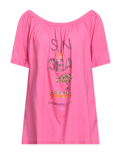 Shop Ean 13 Woman T-shirt Fuchsia Size 12 Cotton, Elastane In Pink