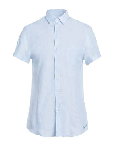 Shop Trussardi Jeans Man Shirt Sky Blue Size 15 Linen