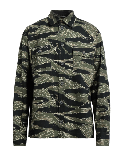 Shop Dolce & Gabbana Man Shirt Military Green Size 46 Cotton, Polyester, Metallic Polyester